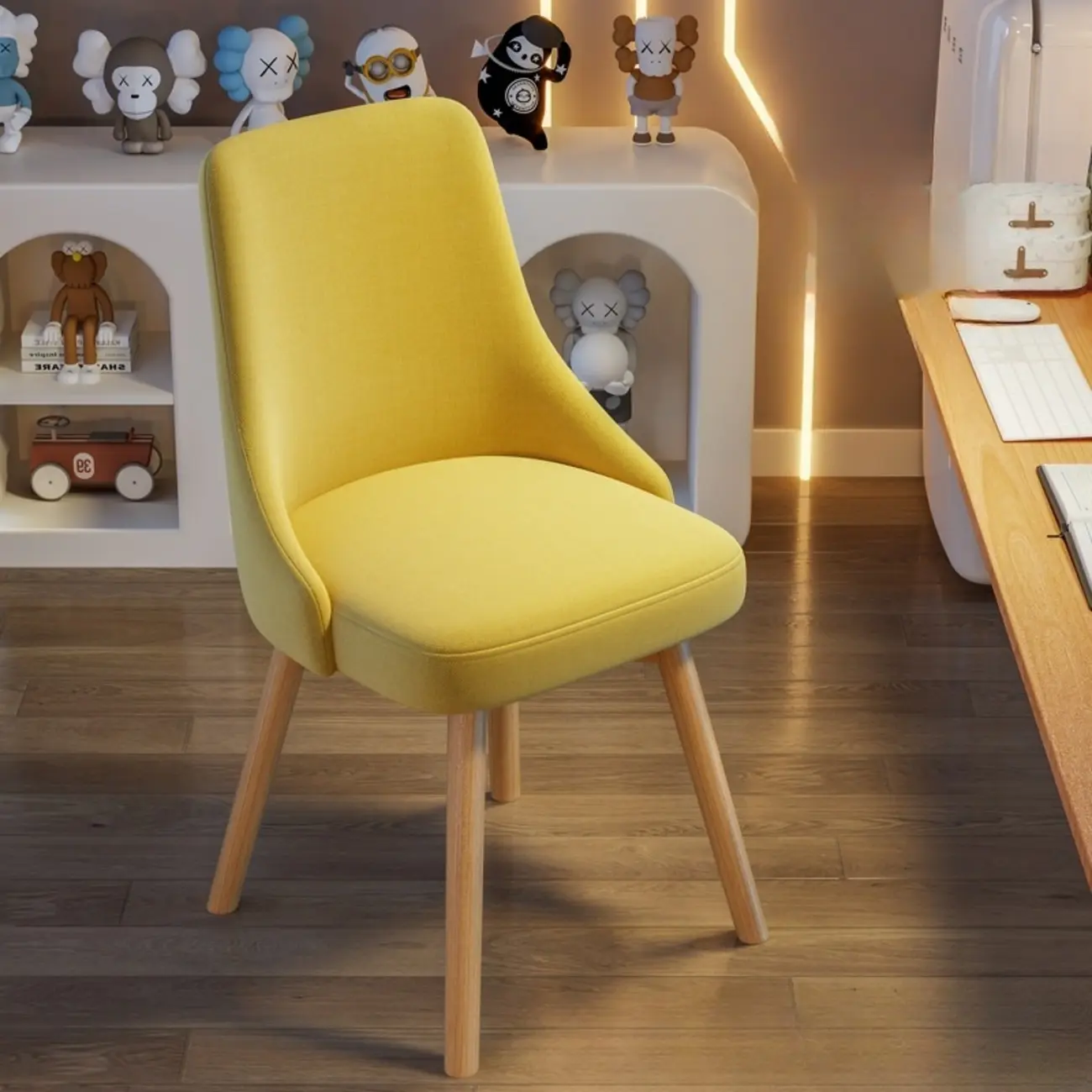 White Fabric Upholstered Solid Back Dining Chair Image - 18 | homeyfad