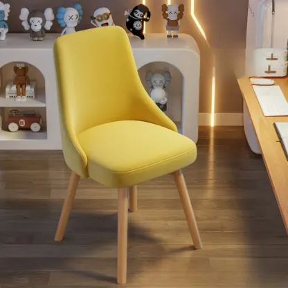 White Fabric Upholstered Solid Back Dining Chair Image - 18