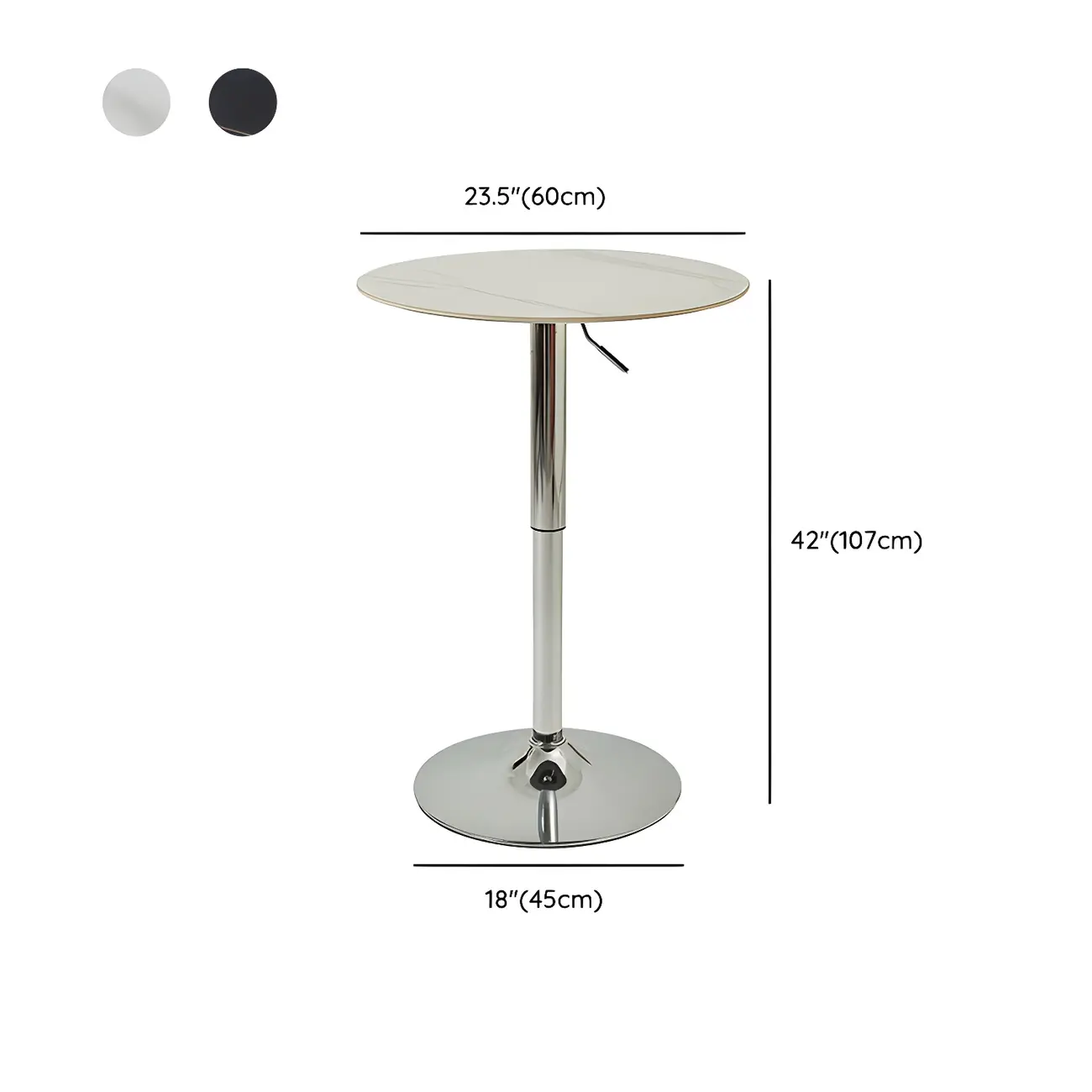 Modern White Stone Metal Pedestal Round Adjustable Bar Tables #size | homeyfad