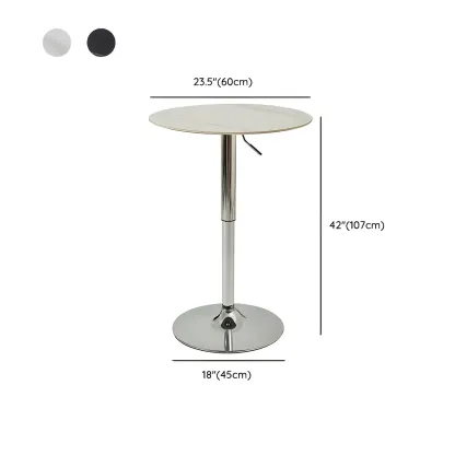 Modern White Stone Metal Pedestal Round Adjustable Bar Tables #size