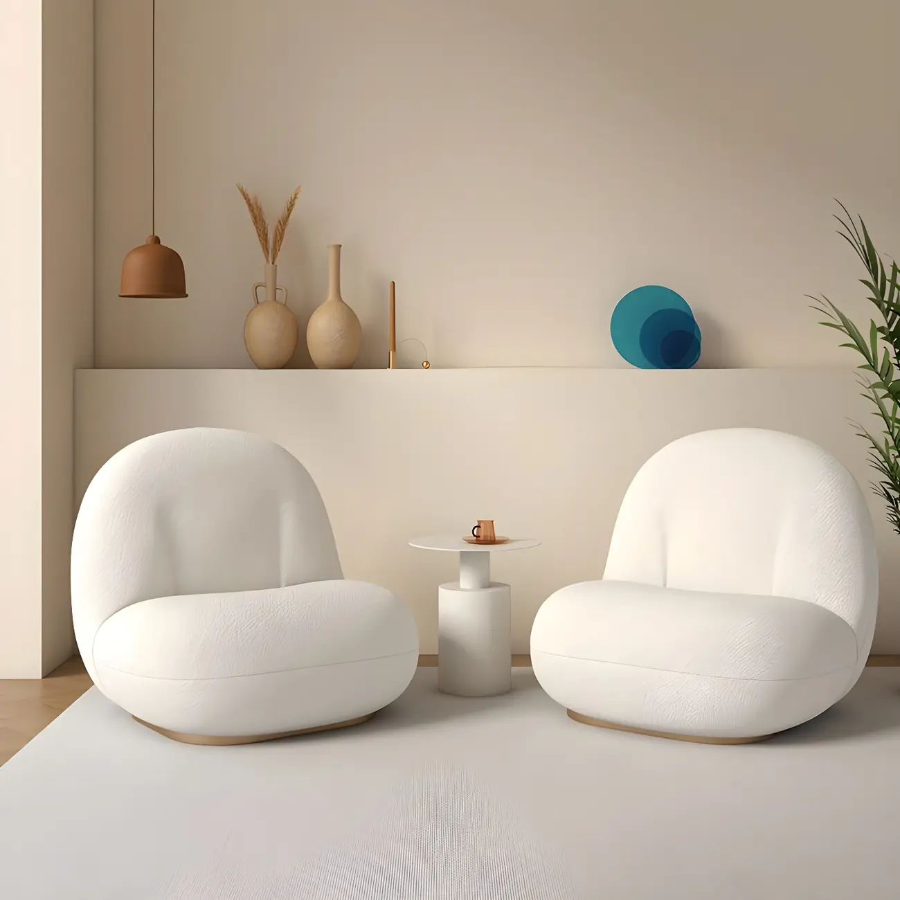 Contemporary Sherpa Fabric Accent Chair with Memory Foam Image - 1 | homeyfad