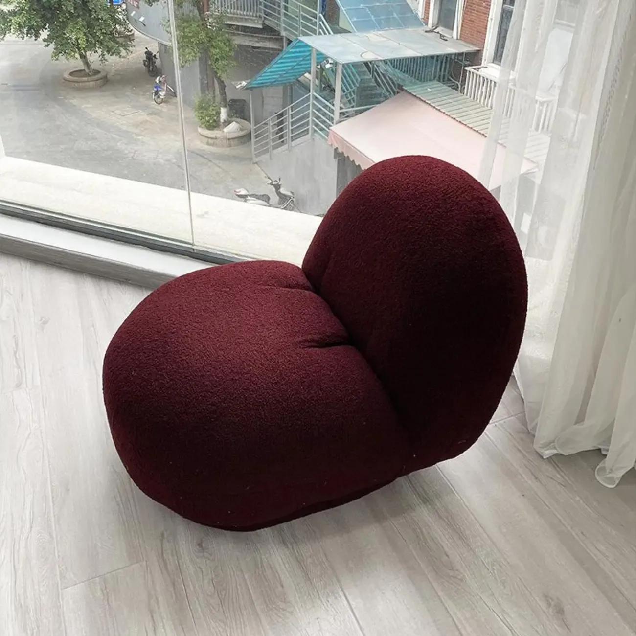 Contemporary Sherpa Fabric Accent Chair with Memory Foam Image - 5