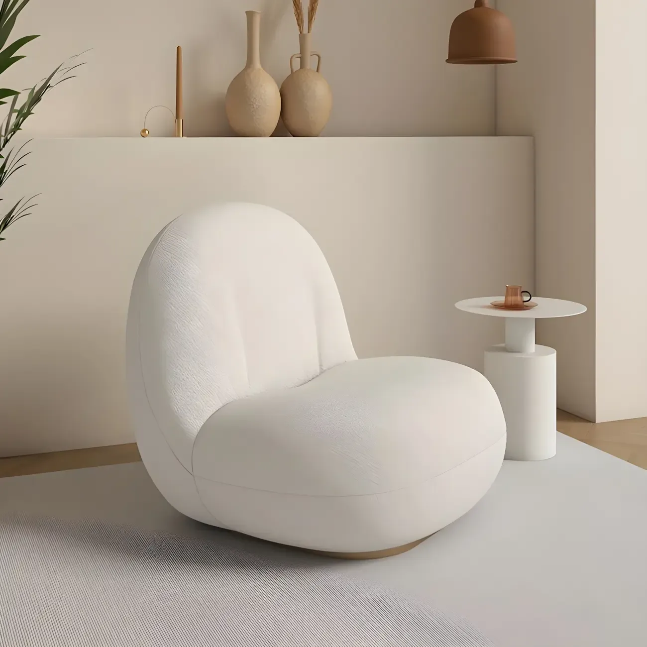 Contemporary Sherpa Fabric Accent Chair with Memory Foam Image - 6