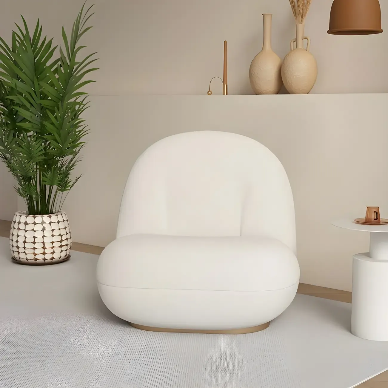 Contemporary Sherpa Fabric Accent Chair with Memory Foam Image - 8