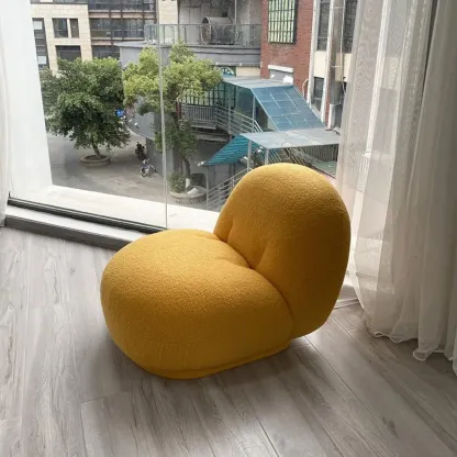 Contemporary Sherpa Fabric Accent Chair with Memory Foam Image - 9