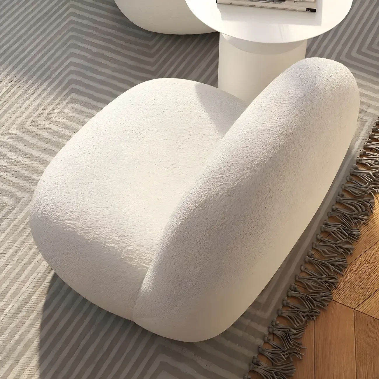 Contemporary Sherpa Fabric Accent Chair with Memory Foam Image - 10