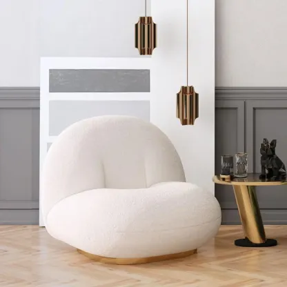 Contemporary Sherpa Fabric Accent Chair with Memory Foam Image - 11