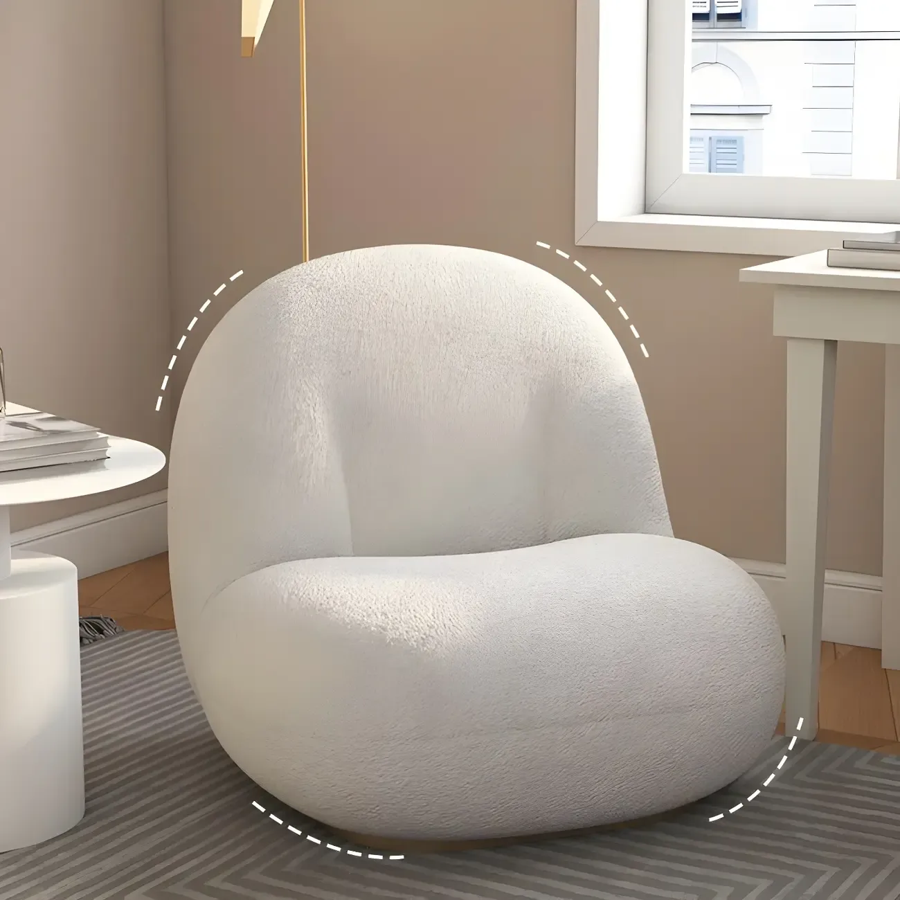 Contemporary Sherpa Fabric Accent Chair with Memory Foam Image - 12