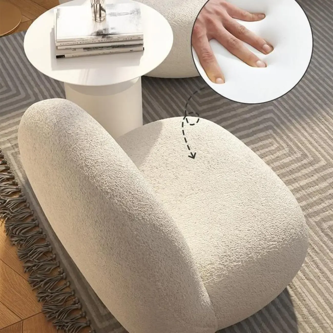 Contemporary Sherpa Fabric Accent Chair with Memory Foam Image - 13
