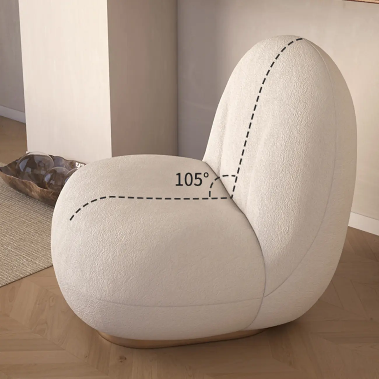 Contemporary Sherpa Fabric Accent Chair with Memory Foam Image - 14 | homeyfad