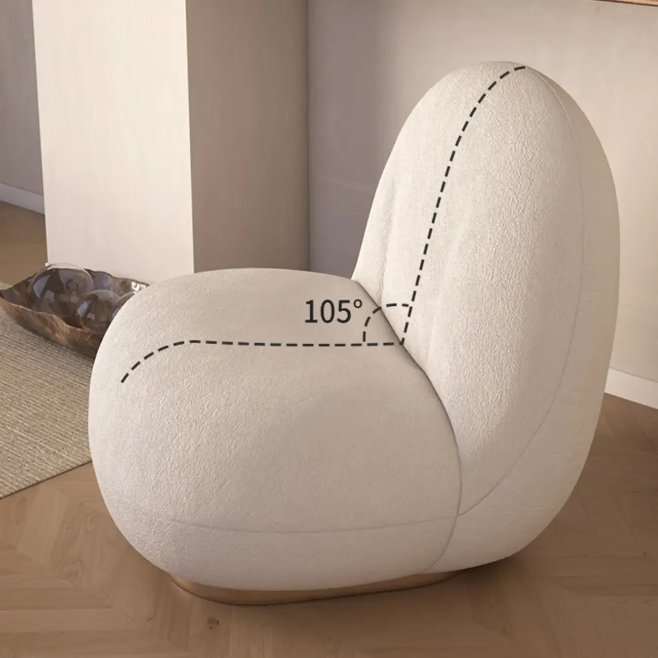 Contemporary Sherpa Fabric Accent Chair with Memory Foam Image - 14