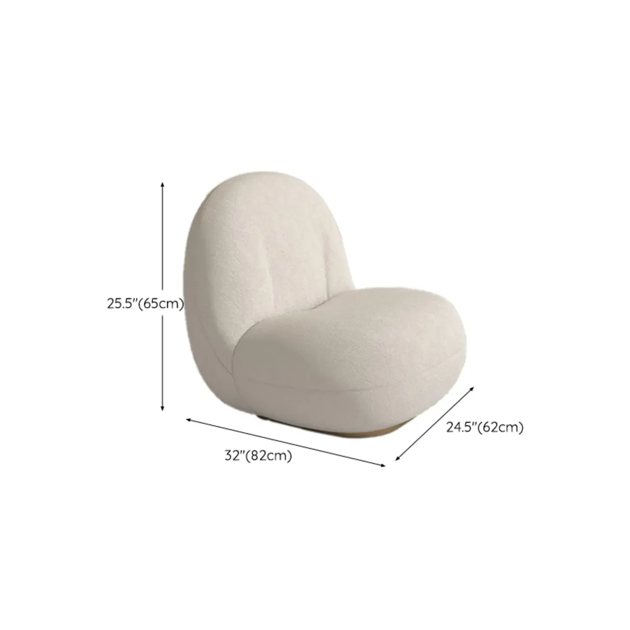 Contemporary Sherpa Fabric Accent Chair with Memory Foam #size