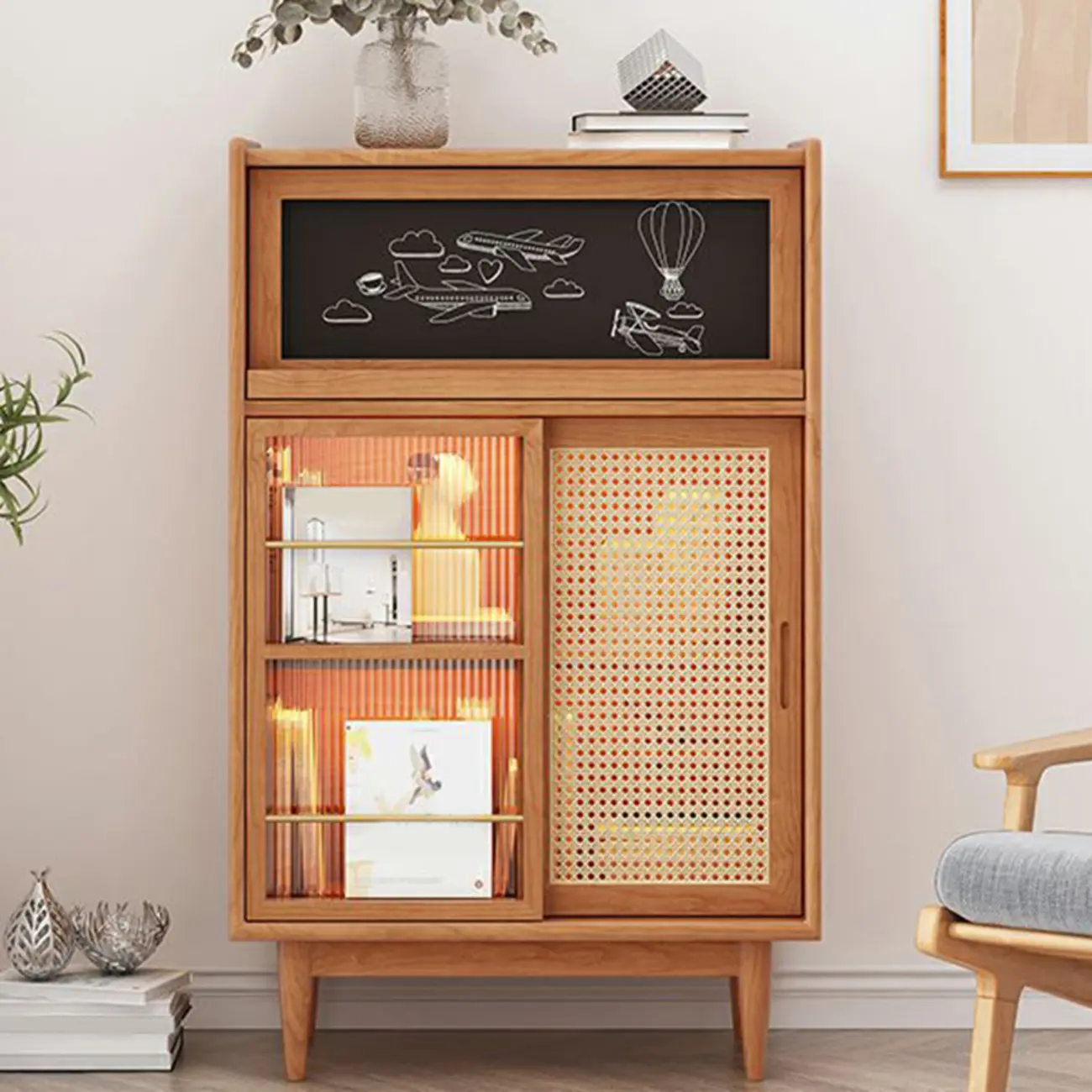 Modern Wooden Cherry Bookcase with Storage Image - 1 | homeyfad