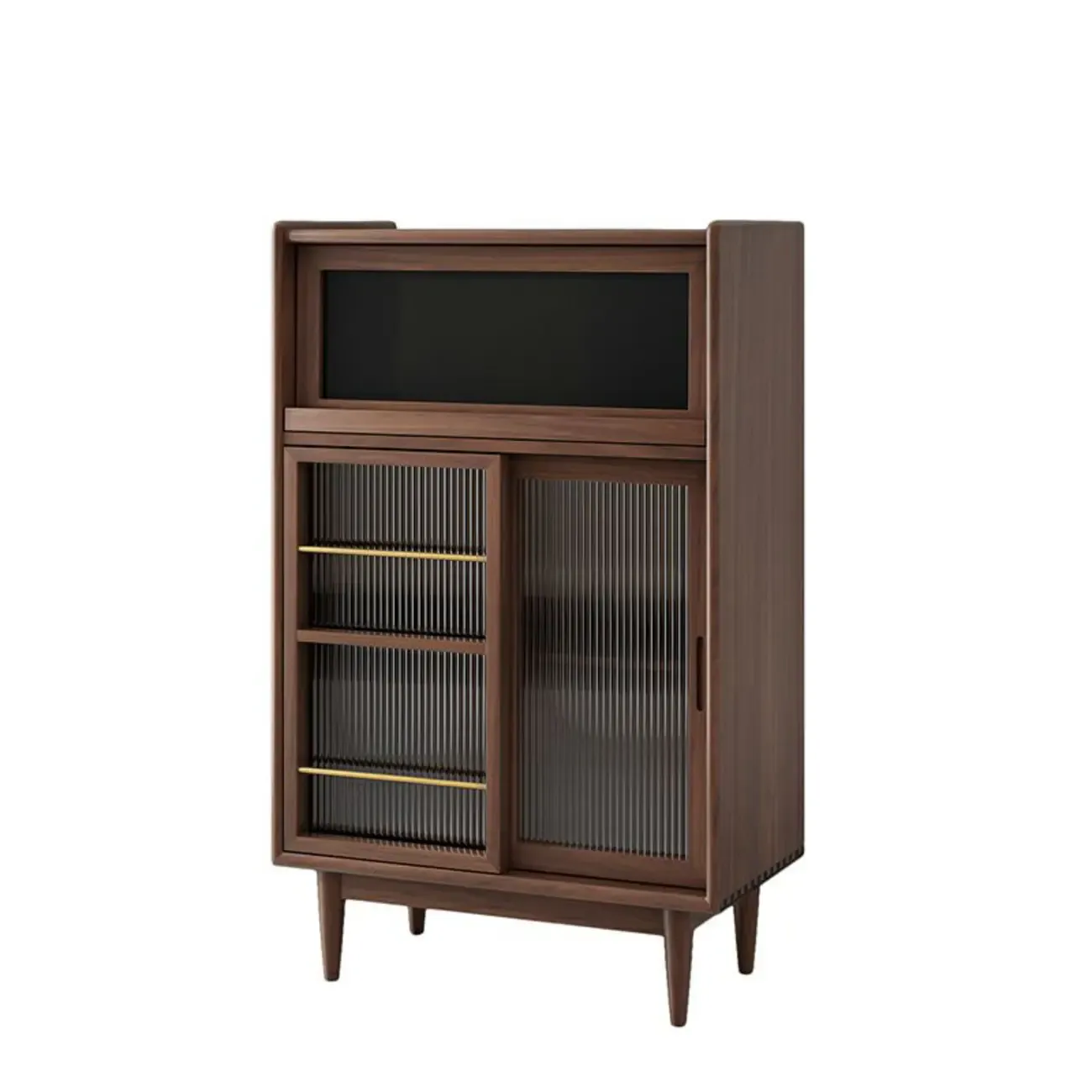 Modern Wooden Cherry Bookcase with Storage Image - 5