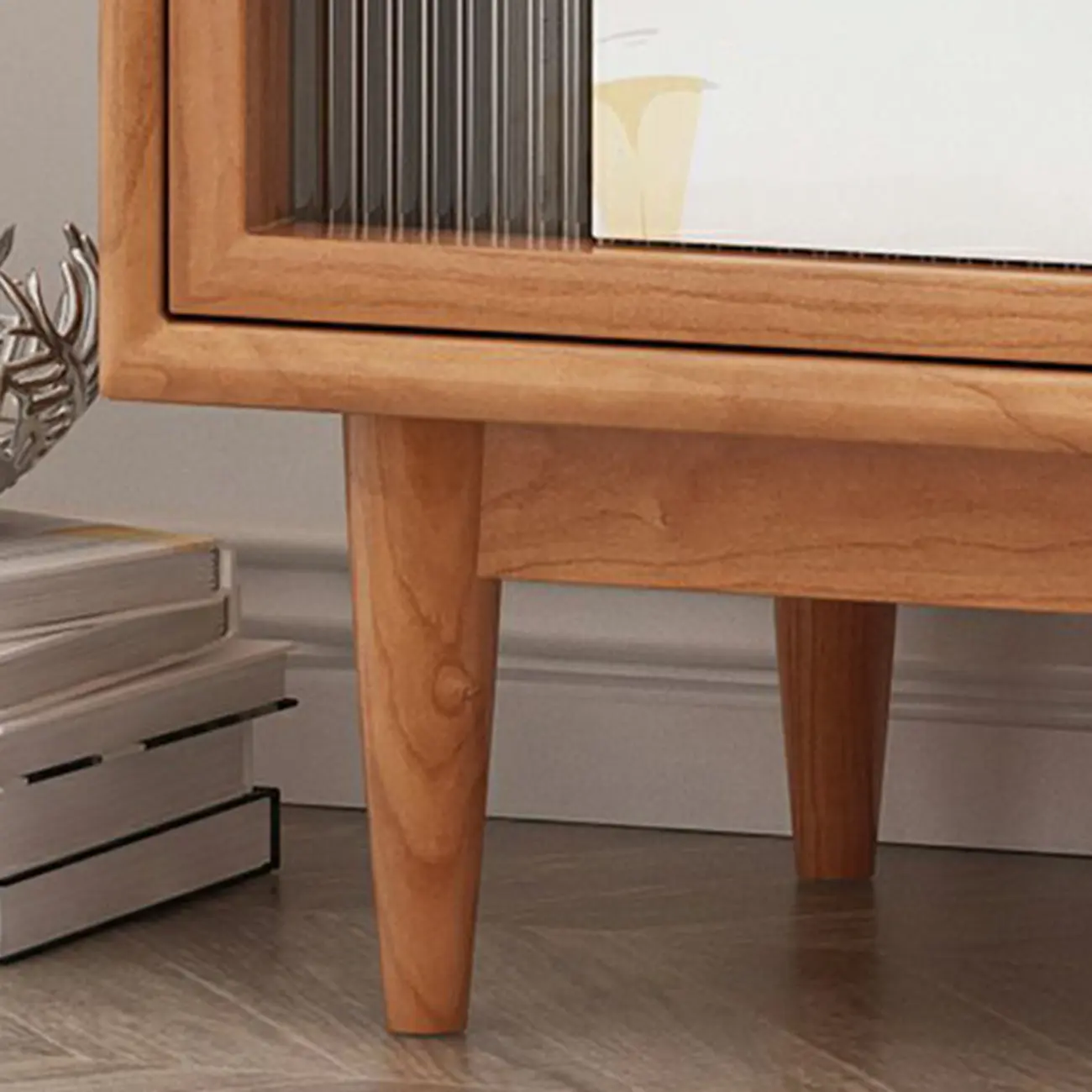 Modern Wooden Cherry Bookcase with Storage Image - 10 | homeyfad