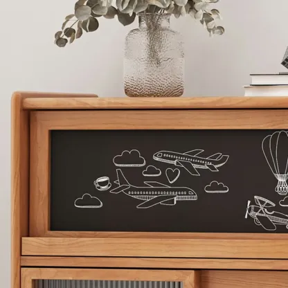 Modern Wooden Cherry Bookcase with Storage Image - 12