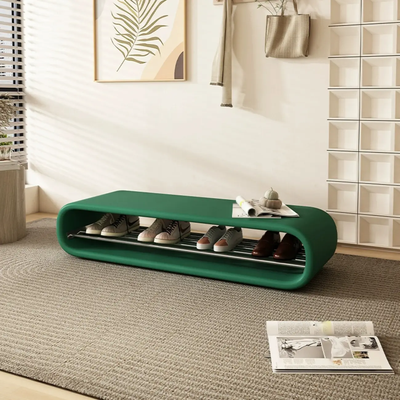 Decorative Short Oval Pine Wood Storage Entryway Bench Image - 9 | homeyfad