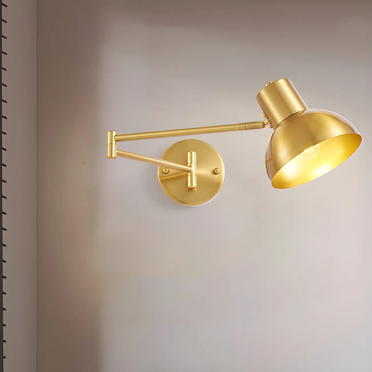 Modern Metal Hemisphere Shade Swing Arm Wall Light Image - 10 | homeyfad
