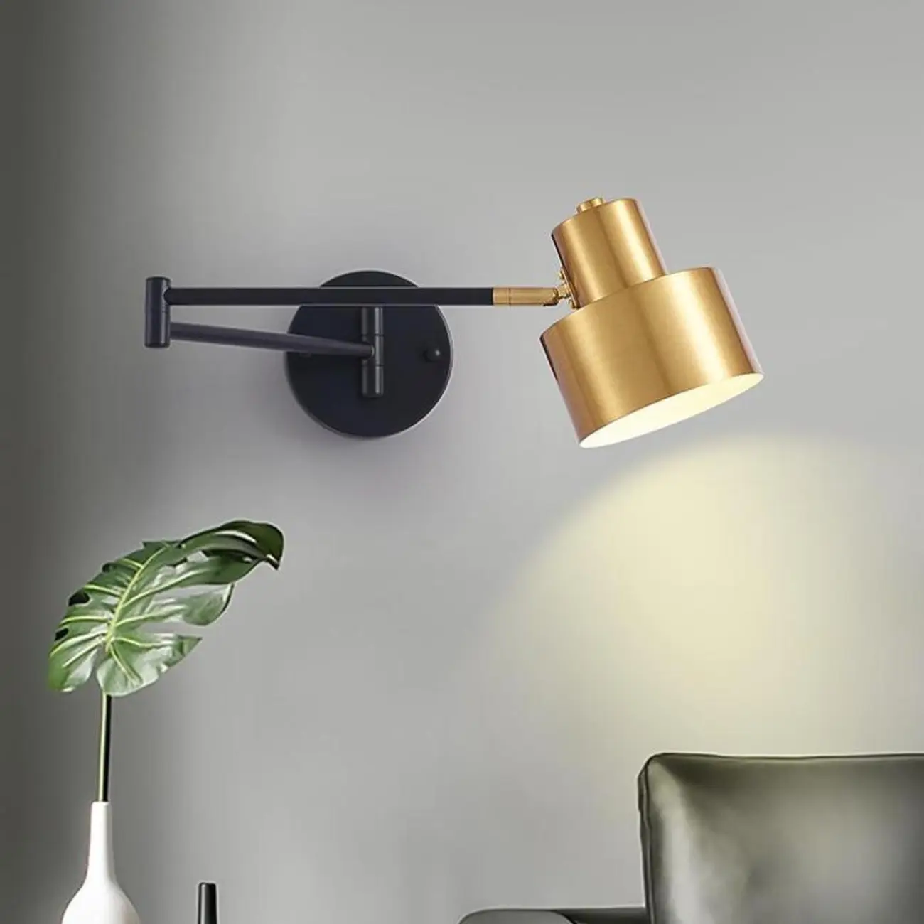 Modern Metal Hemisphere Shade Swing Arm Wall Light Image - 8 | homeyfad