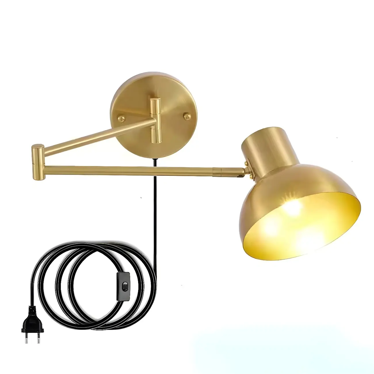Modern Metal Hemisphere Shade Swing Arm Wall Light Image - 11 | homeyfad