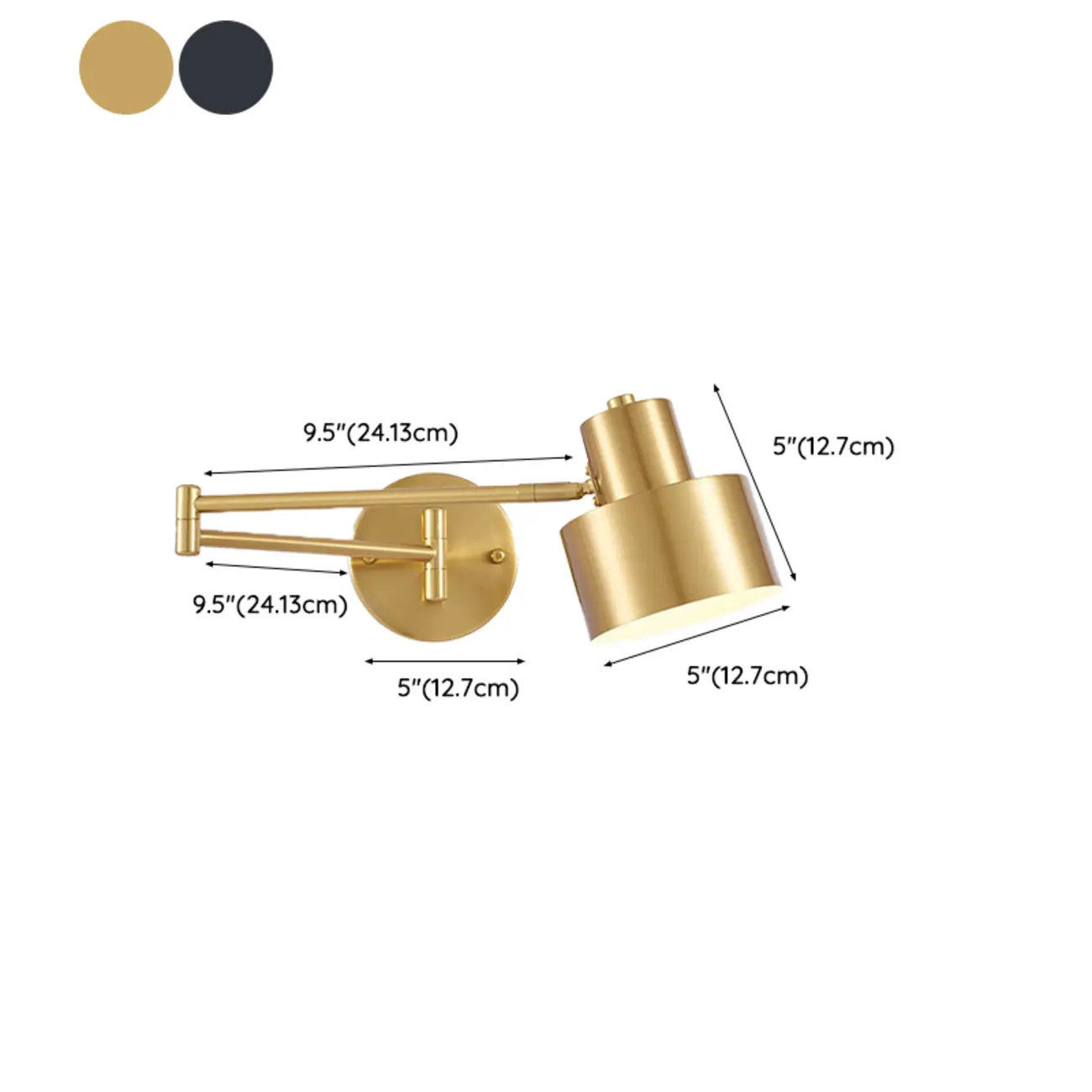 Modern Metal Hemisphere Shade Swing Arm Wall Light Image - 19 | homeyfad