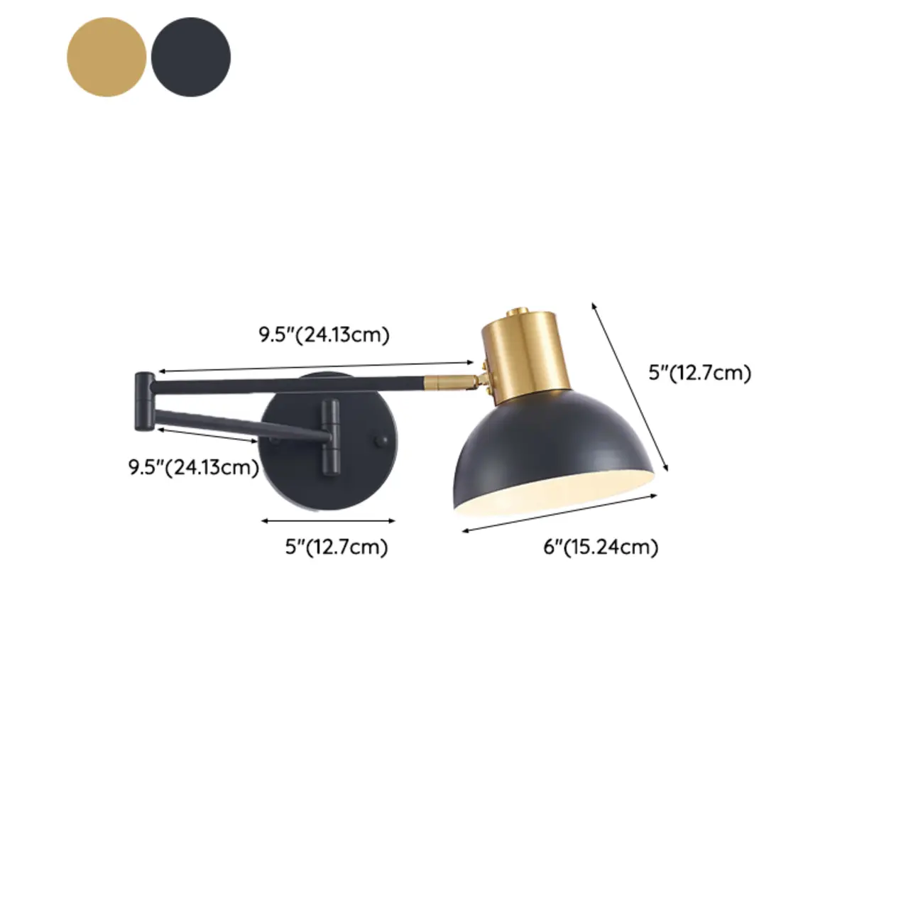 Modern Metal Hemisphere Shade Swing Arm Wall Light Image - 20 | homeyfad