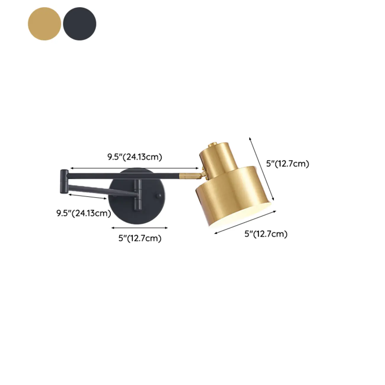 Modern Metal Hemisphere Shade Swing Arm Wall Light Image - 21 | homeyfad