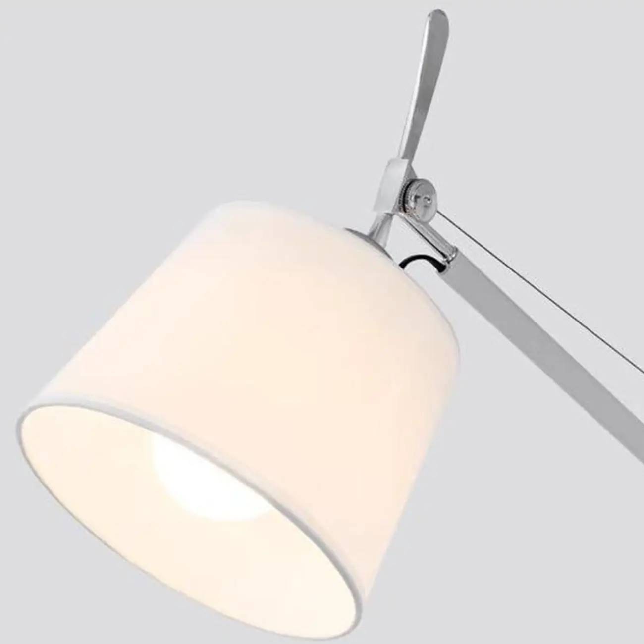 Modern Silver Swing Arm Wall Light with White Fabric Shade Image - 9 | homeyfad