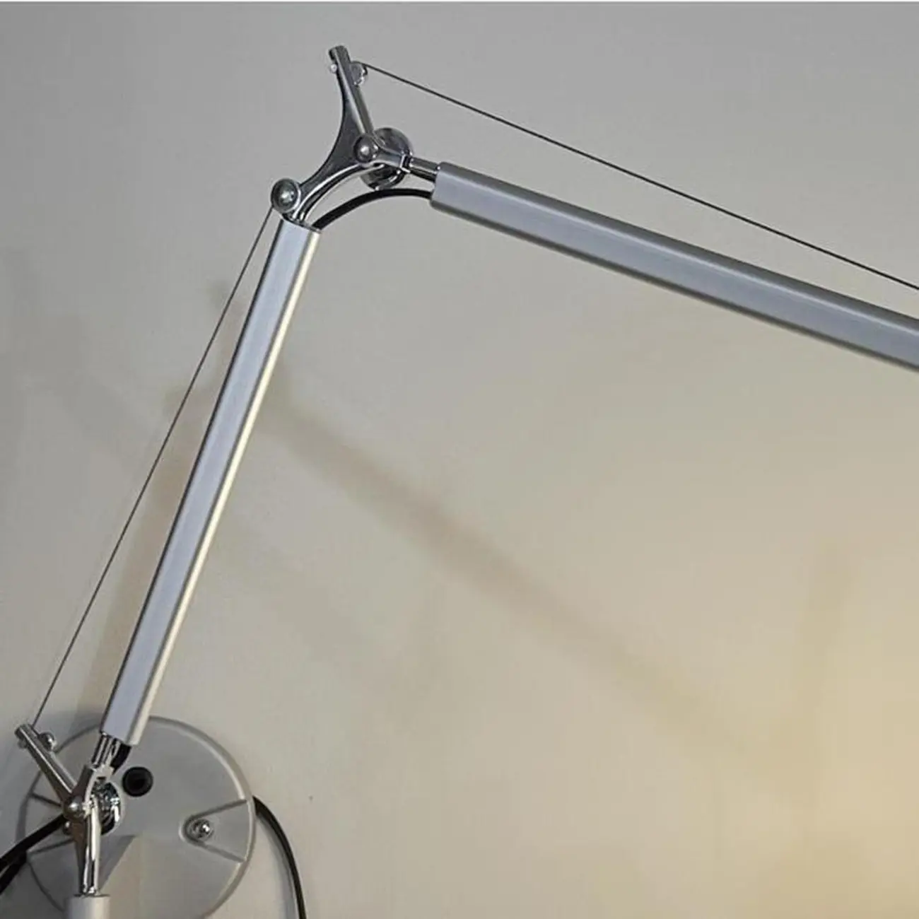 Modern Silver Swing Arm Wall Light with White Fabric Shade Image - 6 | homeyfad