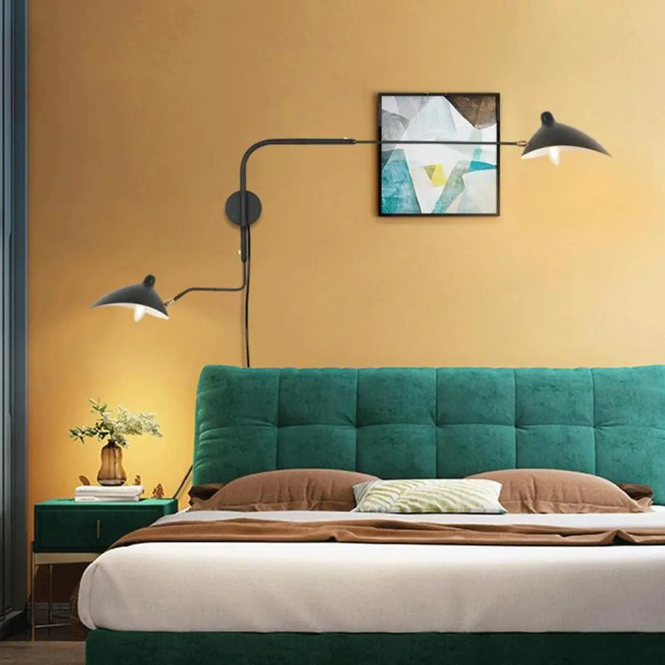 Modern Geometric Metal Wall Light with Iron Shade Image - 2 | homeyfad