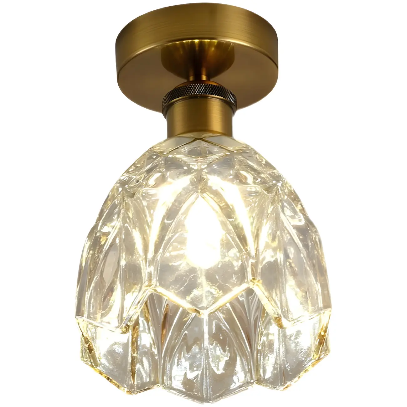 Black Conical Clear Glass Modern Semi Flush Ceiling Light | homeyfad