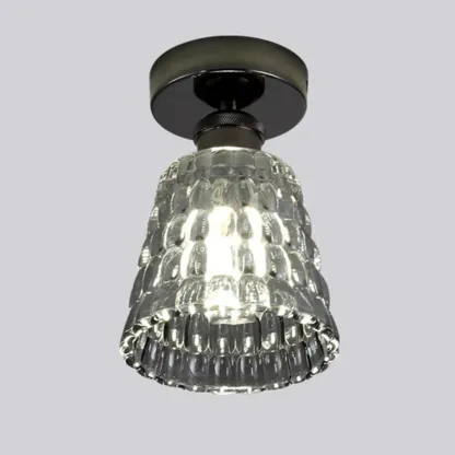 Black Conical Clear Glass Modern Semi Flush Ceiling Light