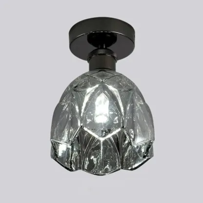 Black Conical Clear Glass Modern Semi Flush Ceiling Light