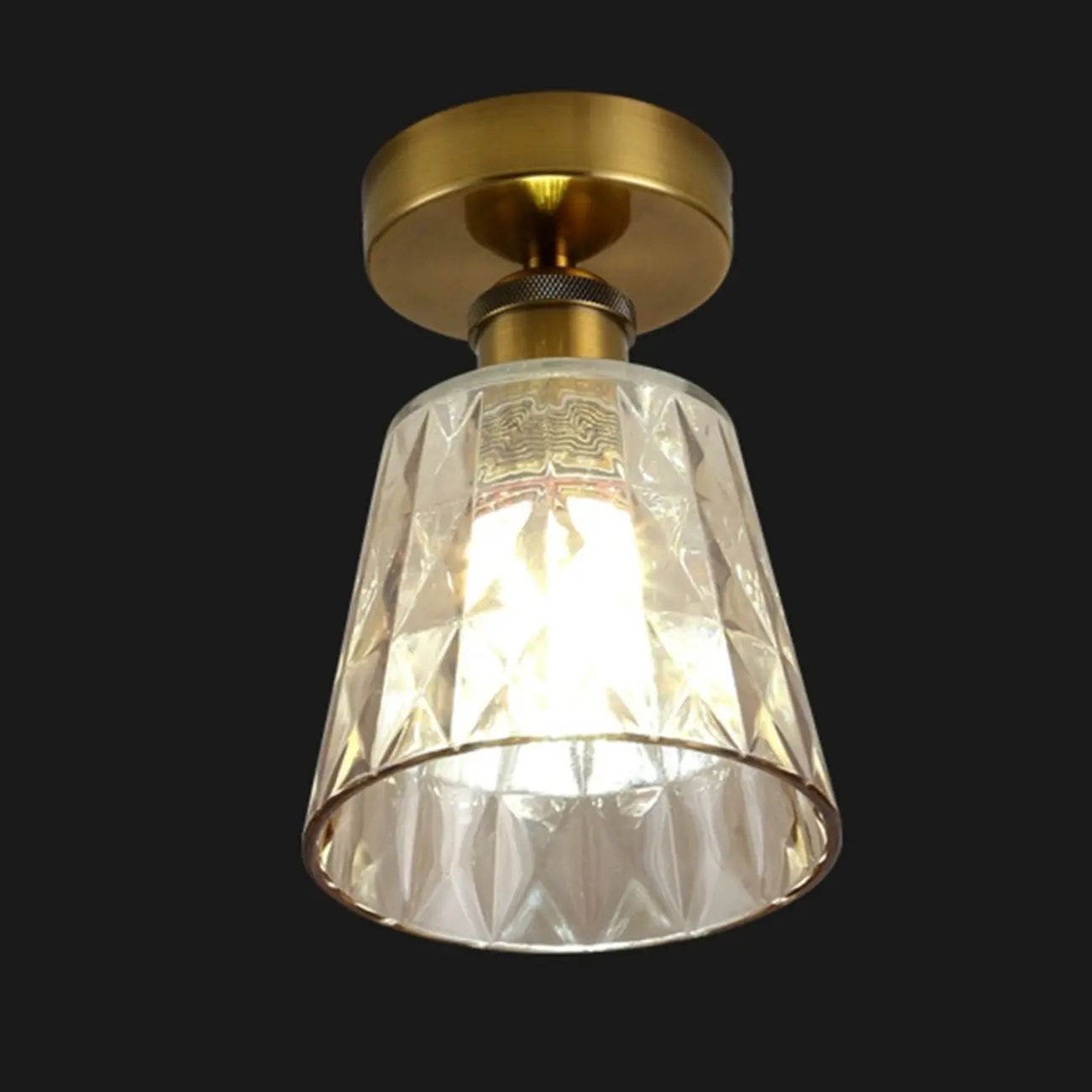 Black Conical Clear Glass Modern Semi Flush Ceiling Light | homeyfad