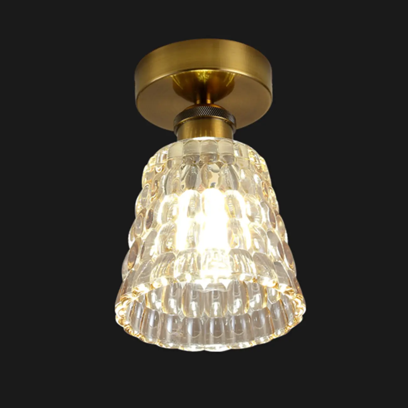 Black Conical Clear Glass Modern Semi Flush Ceiling Light | homeyfad