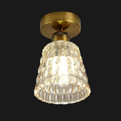Black Conical Clear Glass Modern Semi Flush Ceiling Light