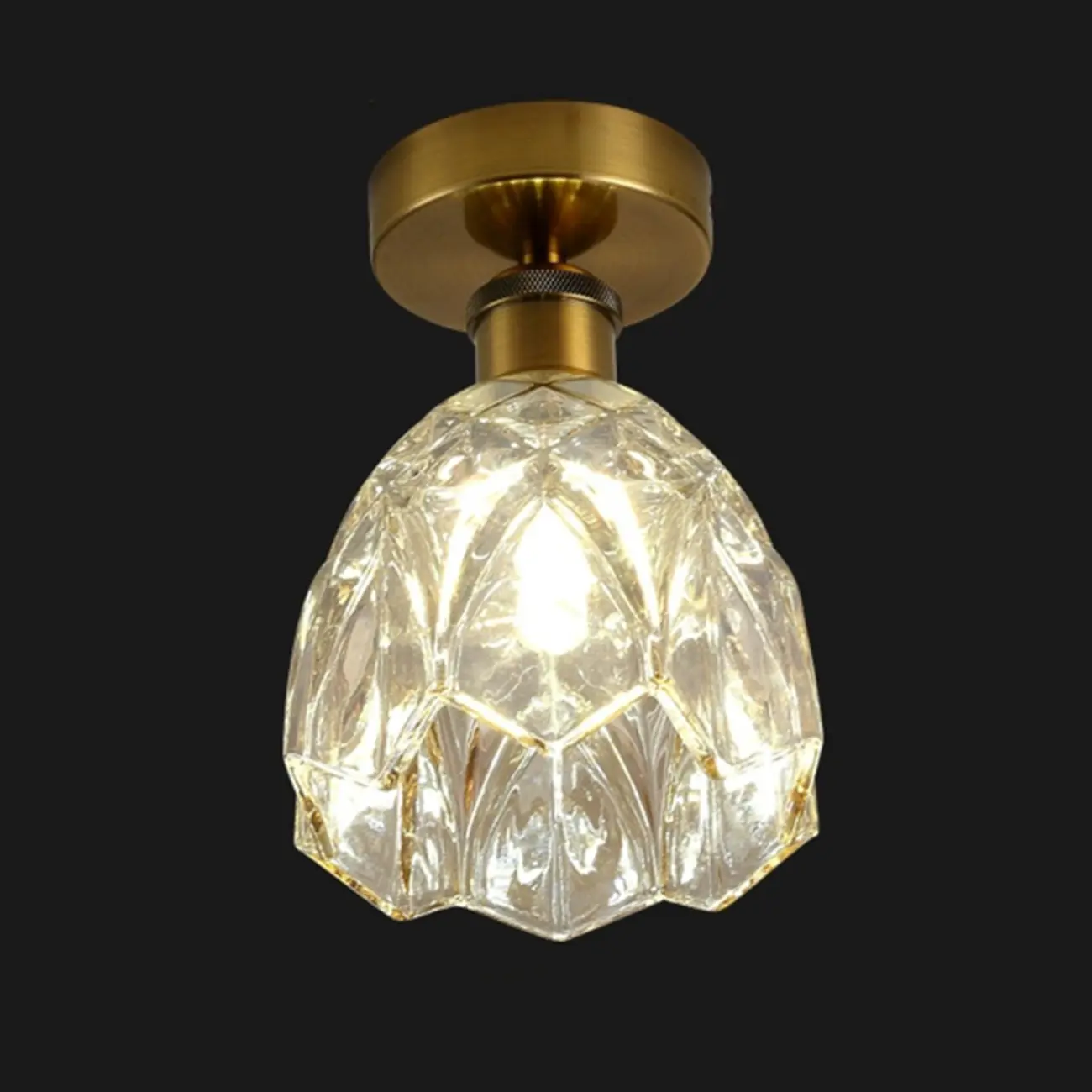 Black Conical Clear Glass Modern Semi Flush Ceiling Light | homeyfad