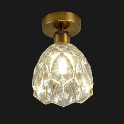 Black Conical Clear Glass Modern Semi Flush Ceiling Light