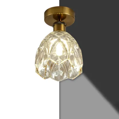 Black Conical Clear Glass Modern Semi Flush Ceiling Light
