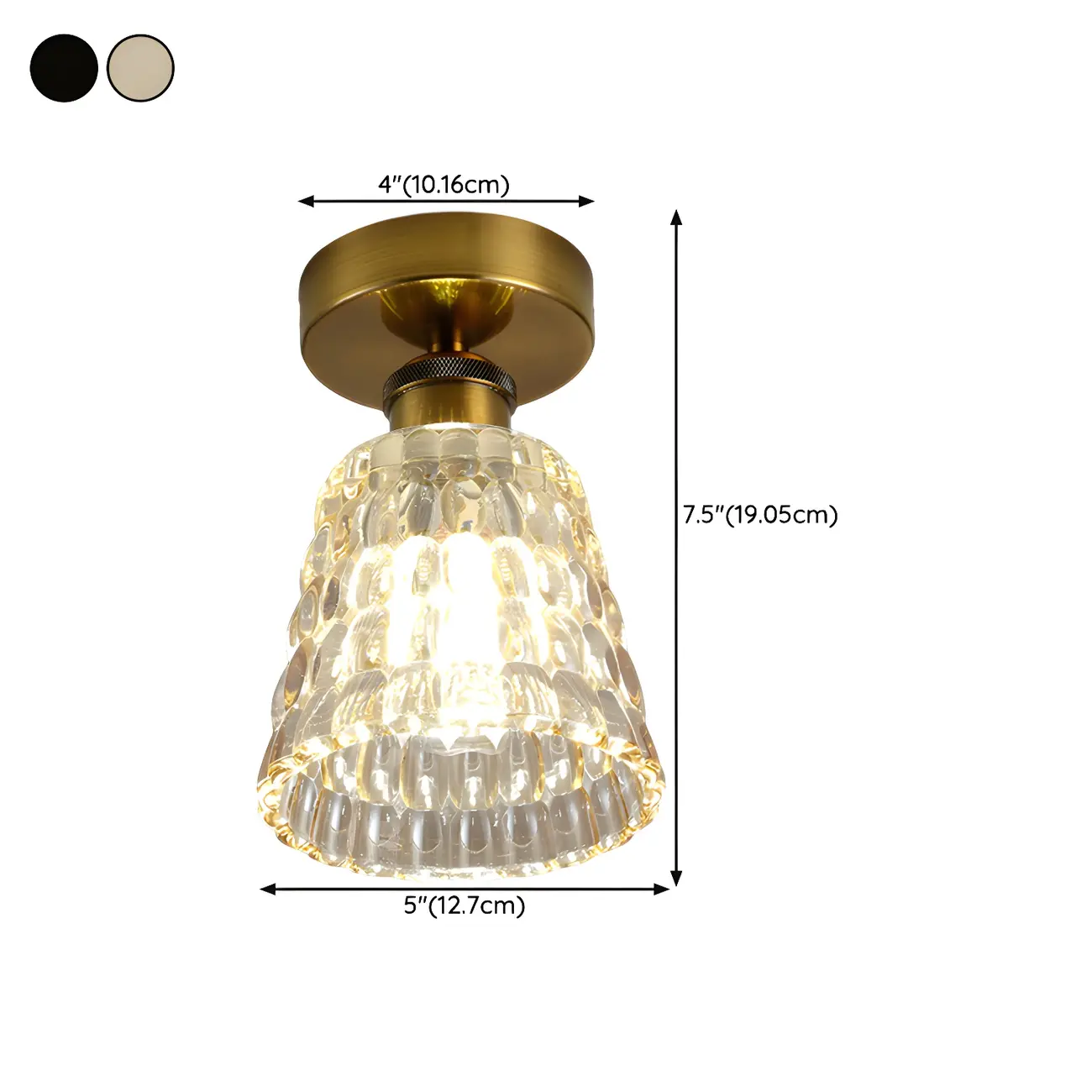 Black Conical Clear Glass Modern Semi Flush Ceiling Light | homeyfad