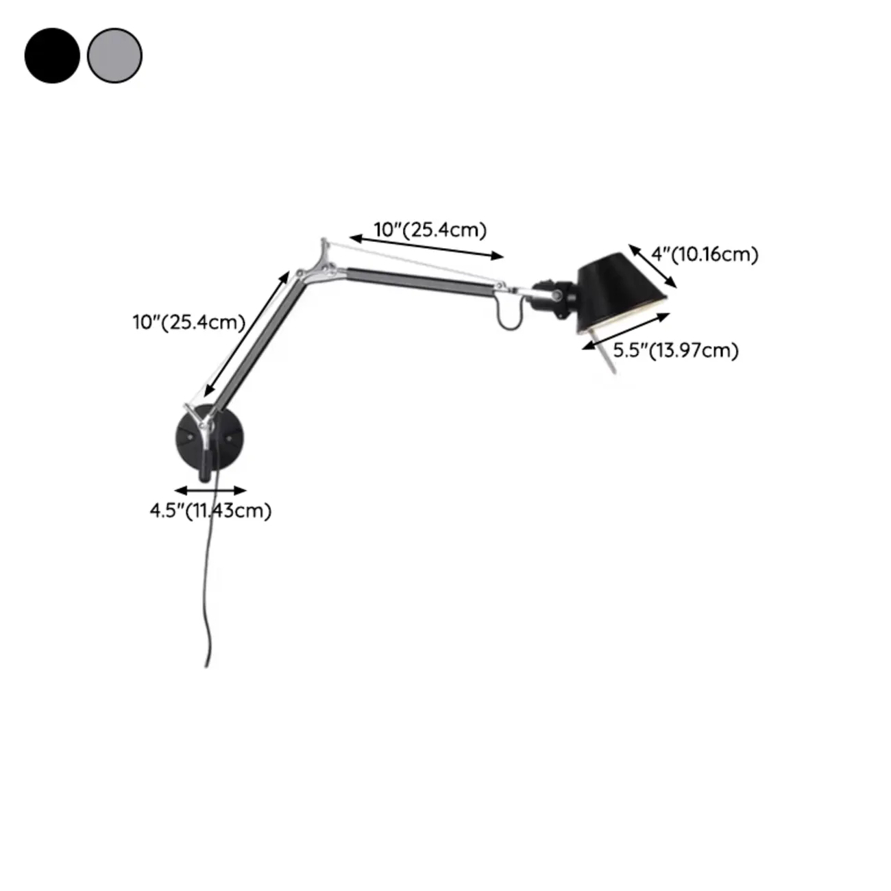 Industrial Aluminum Shade Swing Arm Wall Light #size | homeyfad