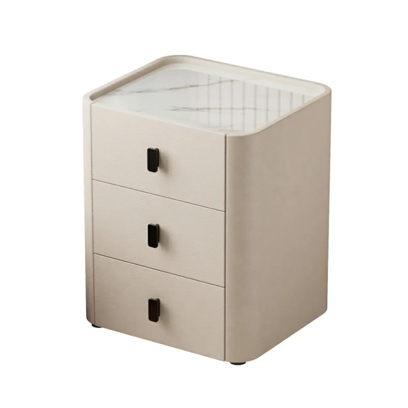 Modern Leather Stone Tray Top 2-Drawer Nightstand Image - 8