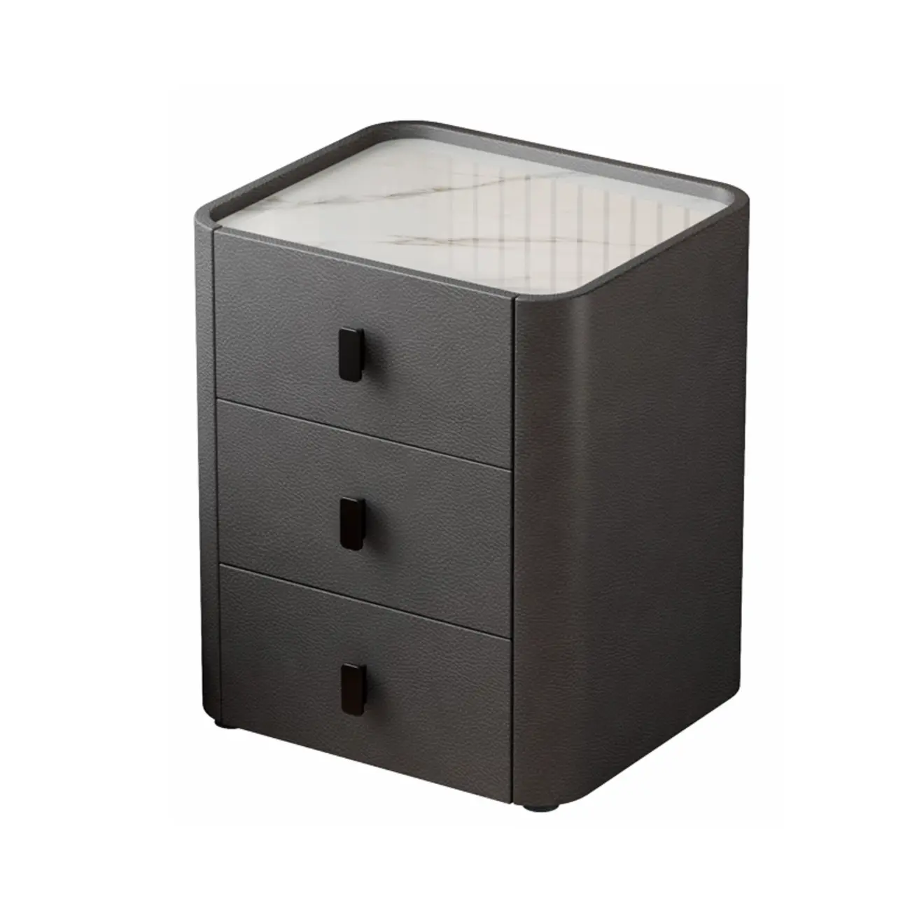 Modern Leather Stone Tray Top 2-Drawer Nightstand Image - 13 | homeyfad