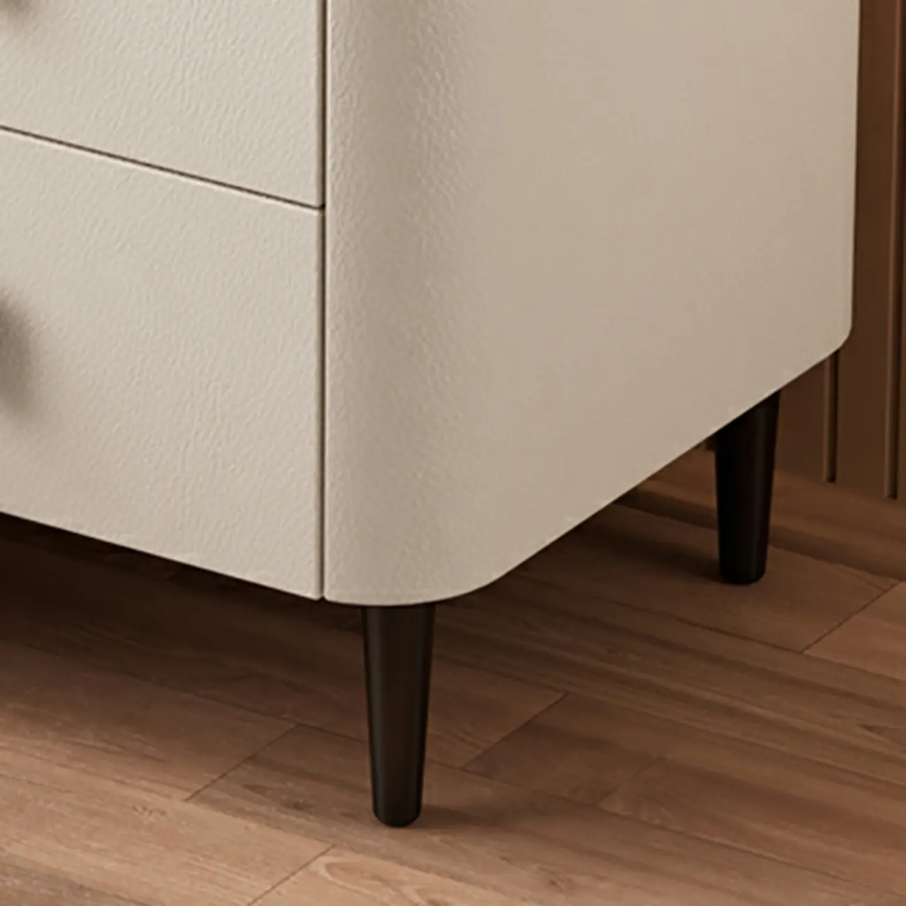 Modern Leather Stone Tray Top 2-Drawer Nightstand Image - 5 | homeyfad