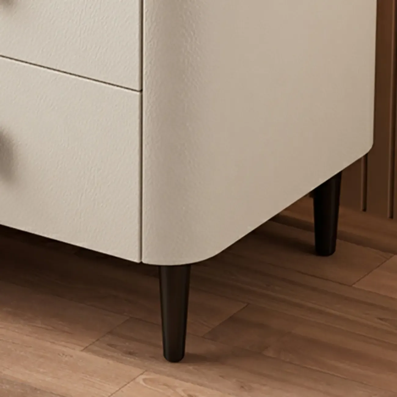 Modern Leather Stone Tray Top 2-Drawer Nightstand Image - 5