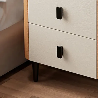 Modern Leather Stone Tray Top 2-Drawer Nightstand Image - 6