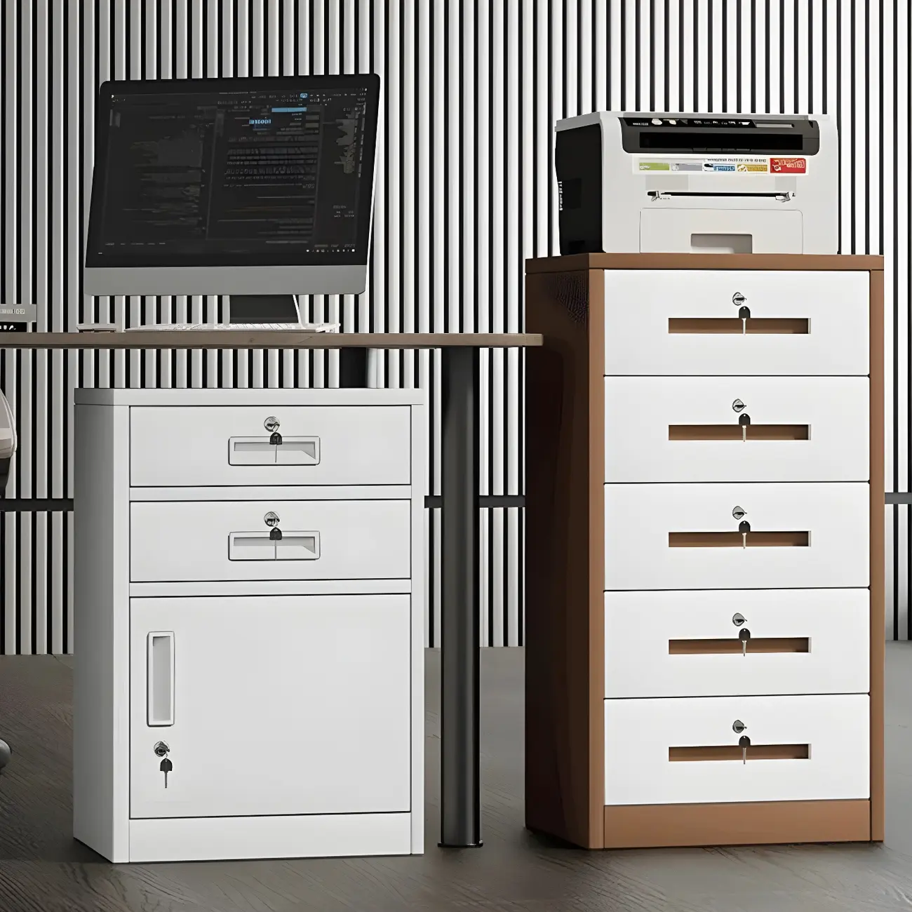 Stylish Steel Vertical Filing Cabinets with Fireproof for Office Image - 2 | homeyfad