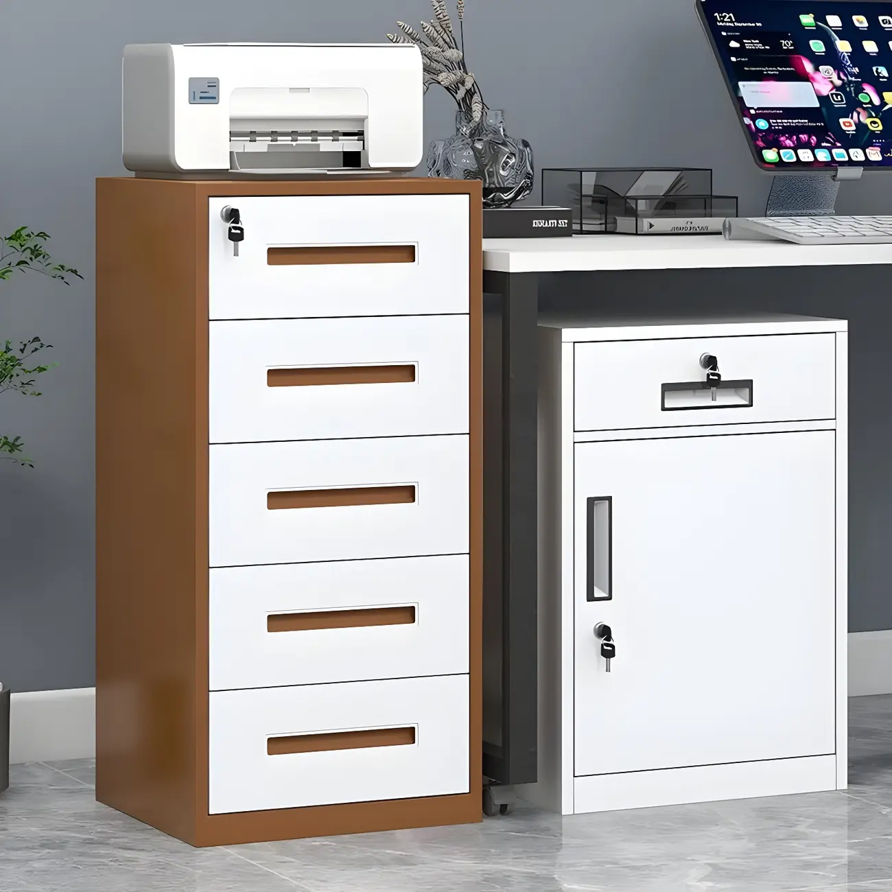 Stylish Steel Vertical Filing Cabinets with Fireproof for Office Image - 1 | homeyfad