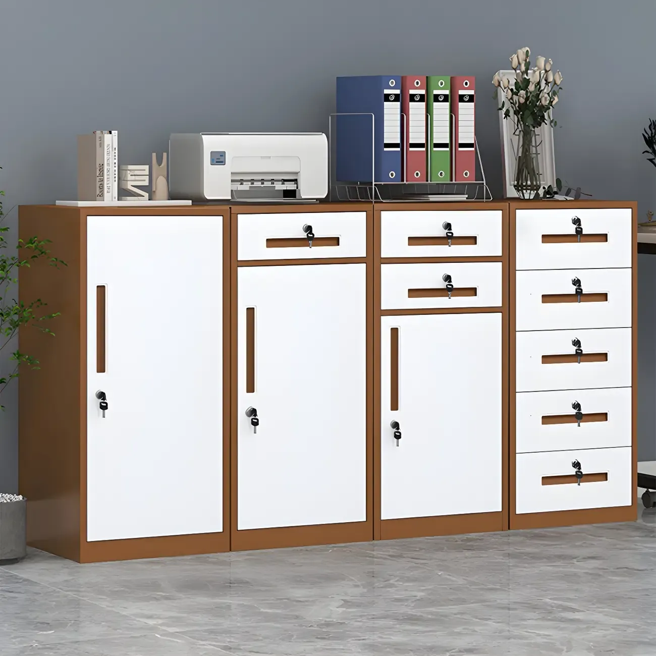 Stylish Steel Vertical Filing Cabinets with Fireproof for Office Image - 5