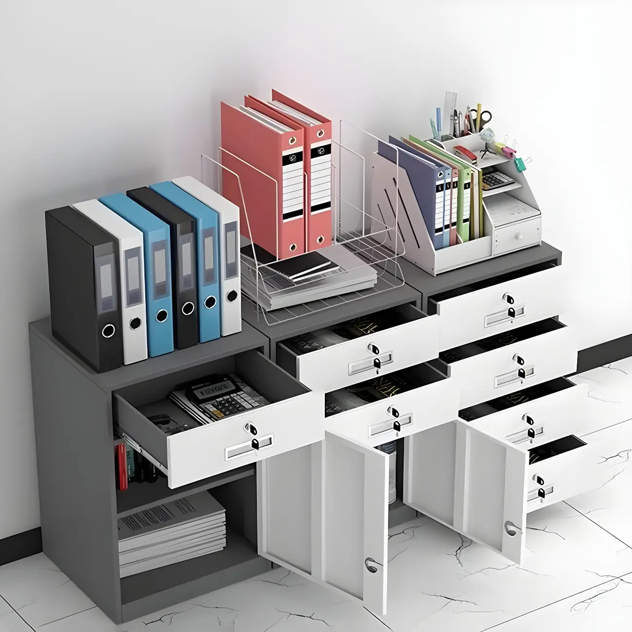 Stylish Steel Vertical Filing Cabinets with Fireproof for Office Image - 10 | homeyfad